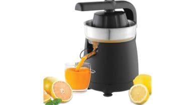 Brentwood-J26-200W.-Potente-exprimidor-electrico-de-citricos-naranja-limon-lima-y-pomelo-palanca-ergonomica-2-conos-piezas-aptas-para-lavavajillas-negro-grande